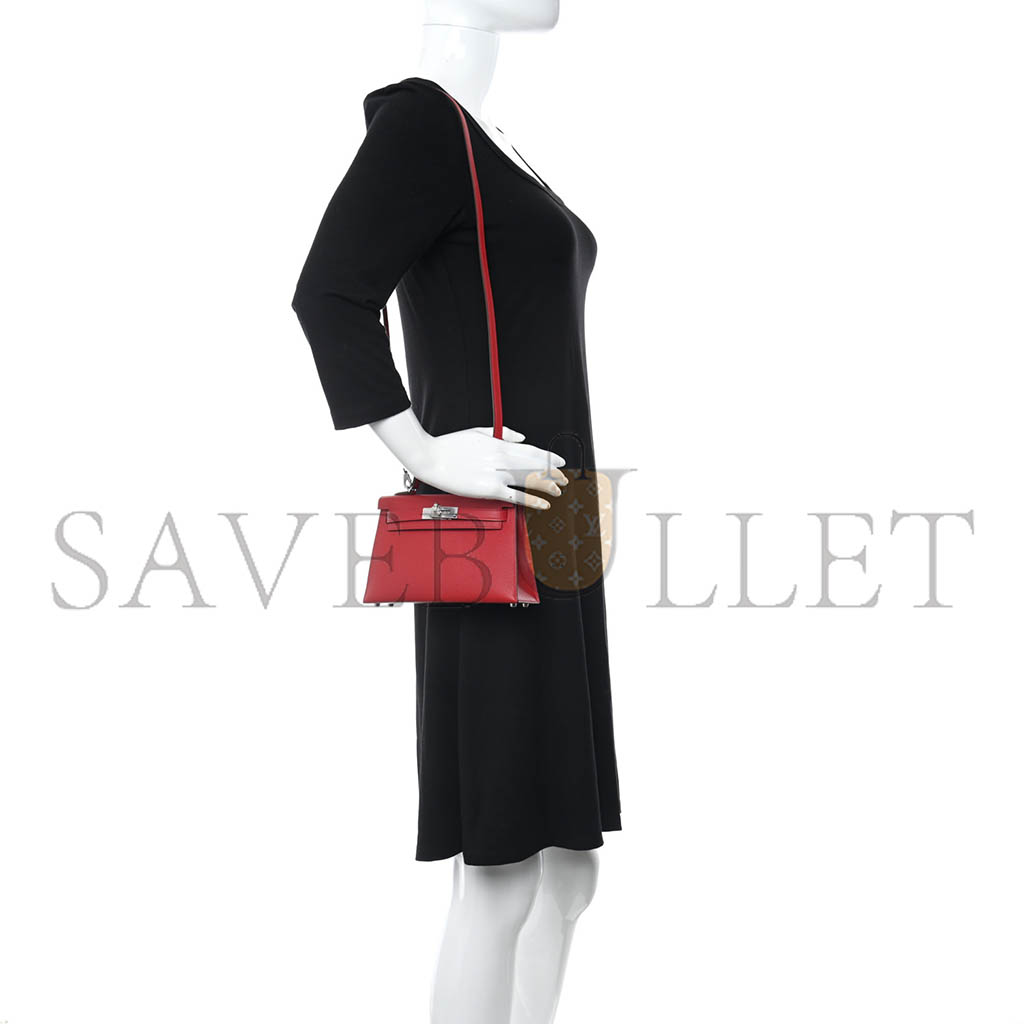 H**mes mini kelly ii epsom rouge piment (19*12*5.5cm)